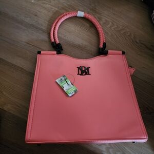 Badgley Mischka Coral Ladies Tote Bag with Braided Handles